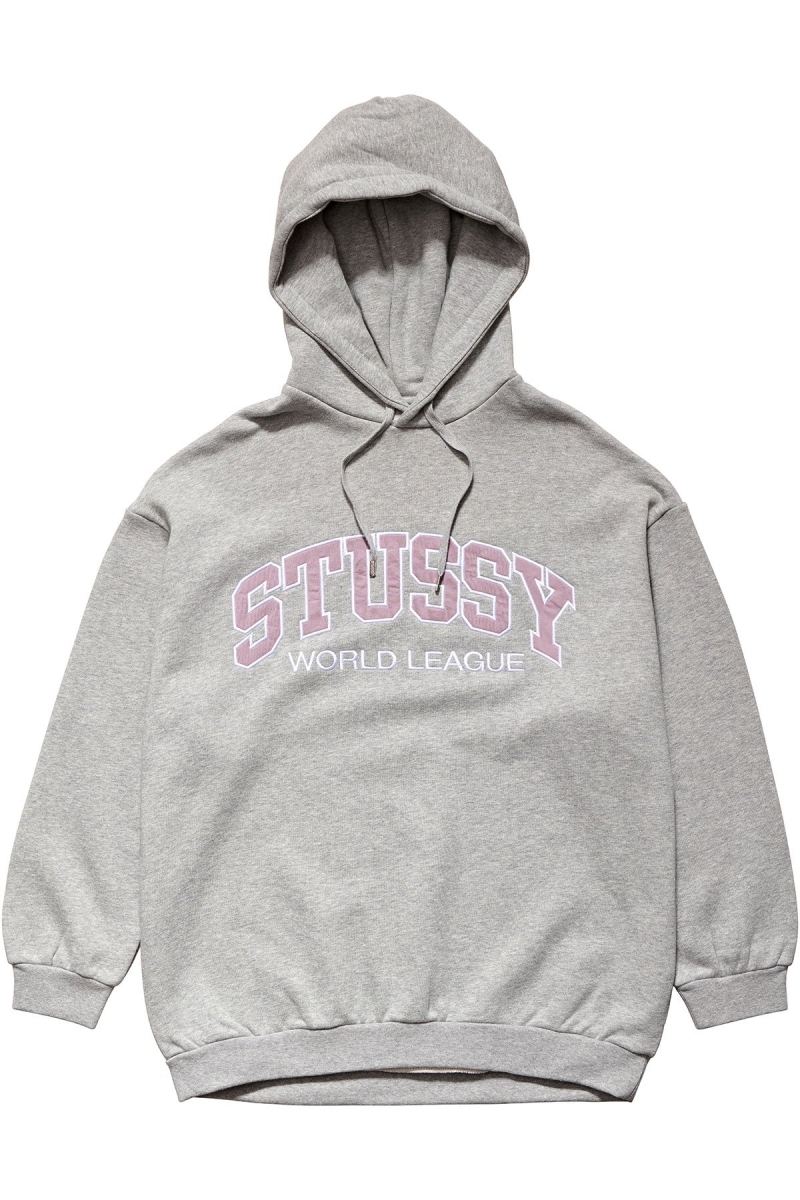 Grey Women\'s Stussy World League OS BF Hoodies | CA0000090