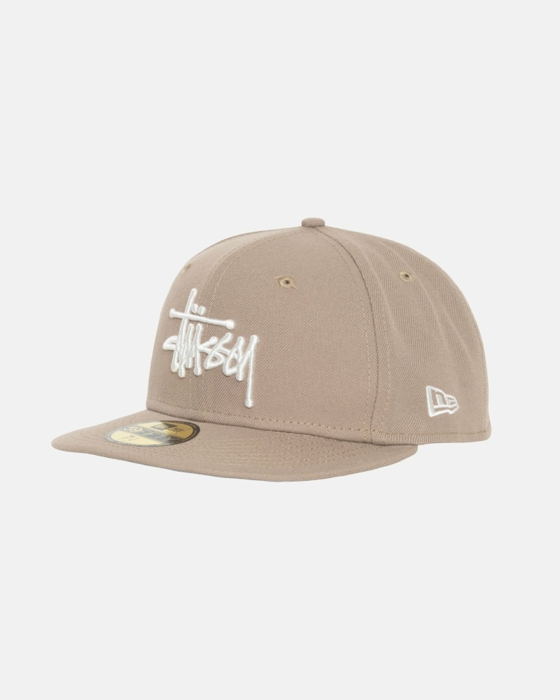 Khaki Men's Stussy Authentic New Era Caps | CA0000375