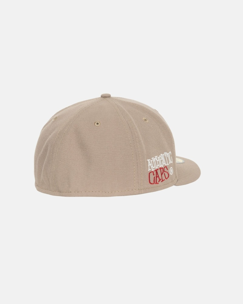 Khaki Men's Stussy Authentic New Era Caps | CA0000375