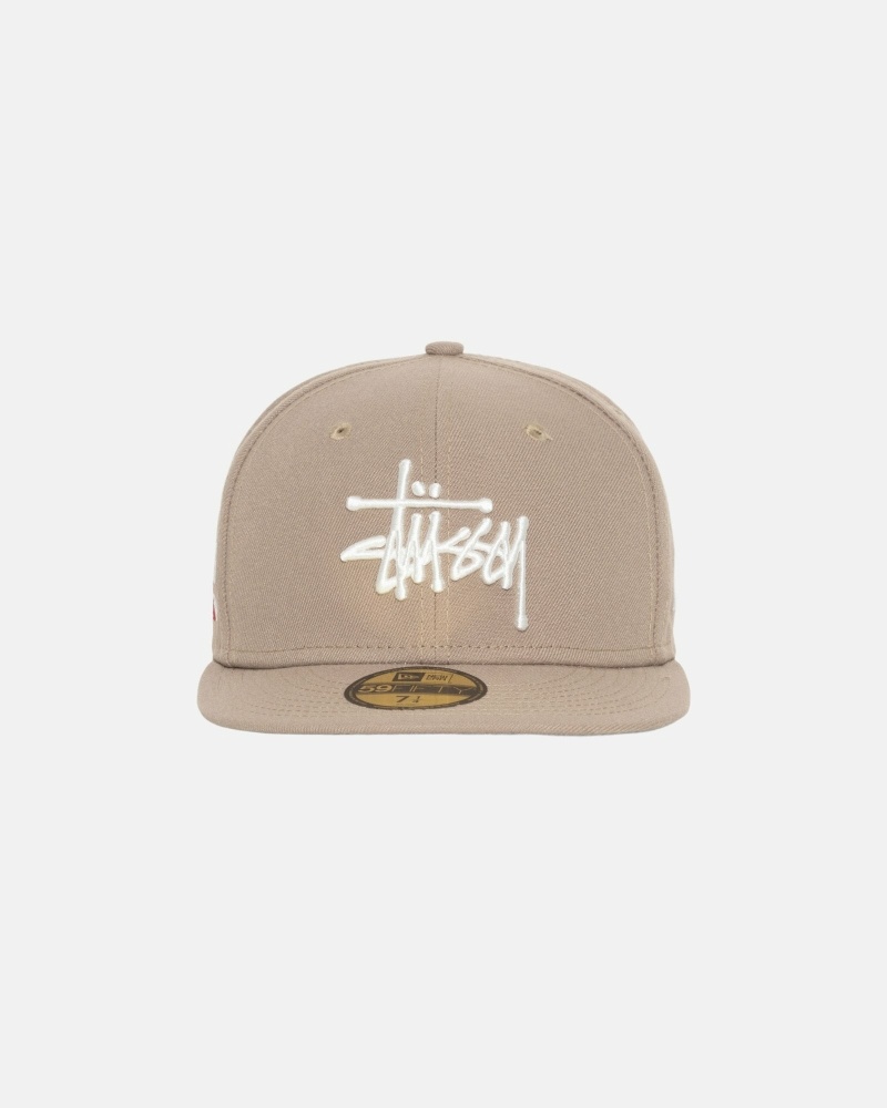 Khaki Men\'s Stussy Authentic New Era Caps | CA0000375