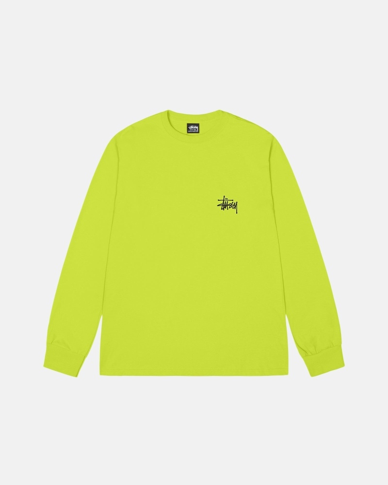 Light Green Men's Stussy Basic Ls T Shirts | CA0000100