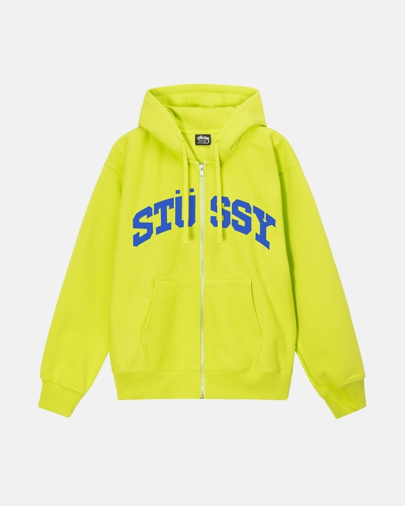 Light Green Men\'s Stussy Block Sport Zip Hoodies | CA0000022