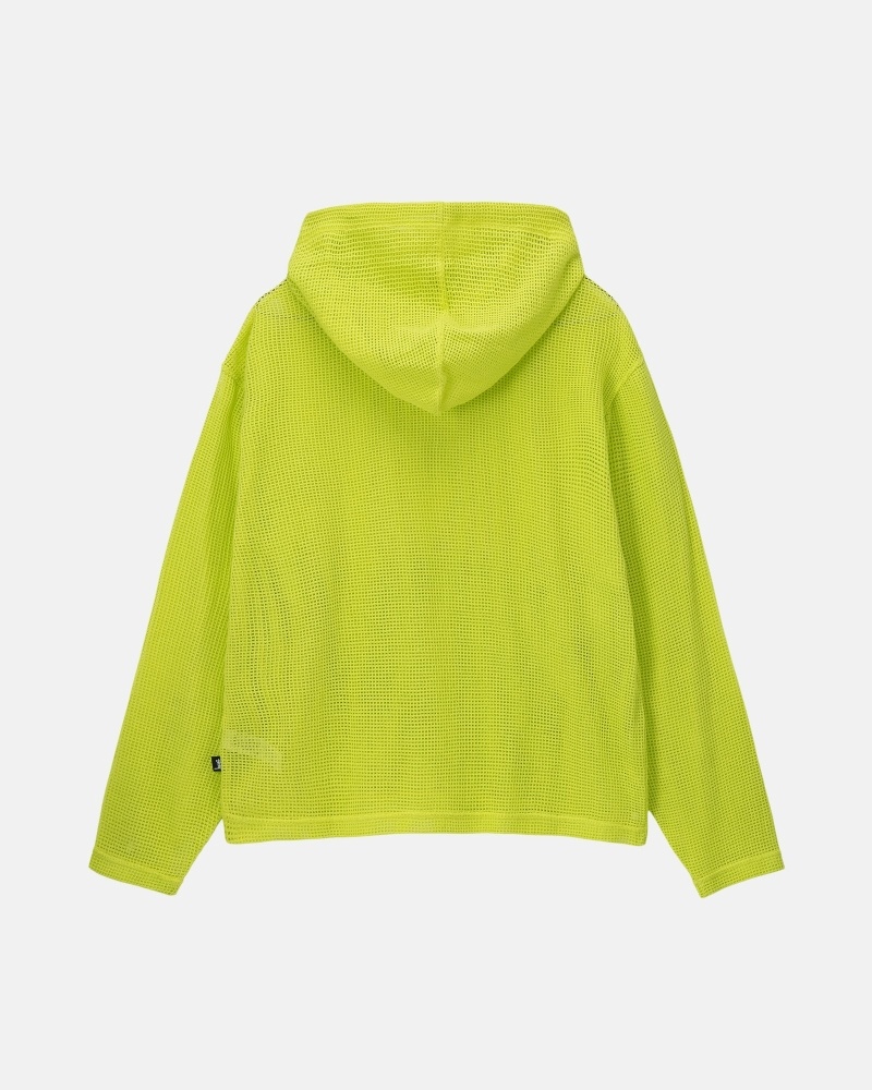 Light Green Men's Stussy Cotton Mesh Hoodies | CA0000033