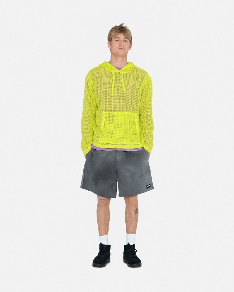 Light Green Men's Stussy Cotton Mesh Hoodies | CA0000033