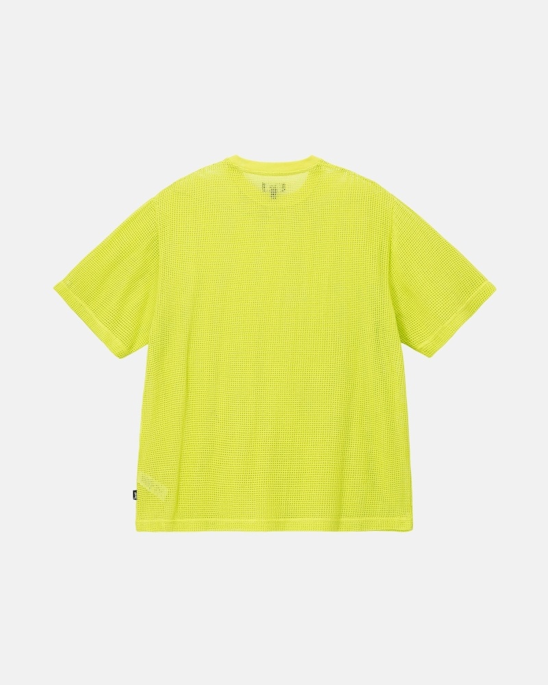 Light Green Men's Stussy Cotton Mesh Ss Crew T Shirts | CA0000143