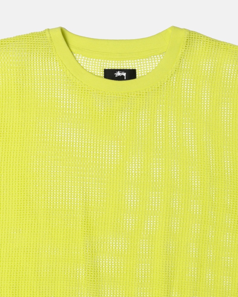 Light Green Men's Stussy Cotton Mesh Ss Crew T Shirts | CA0000143