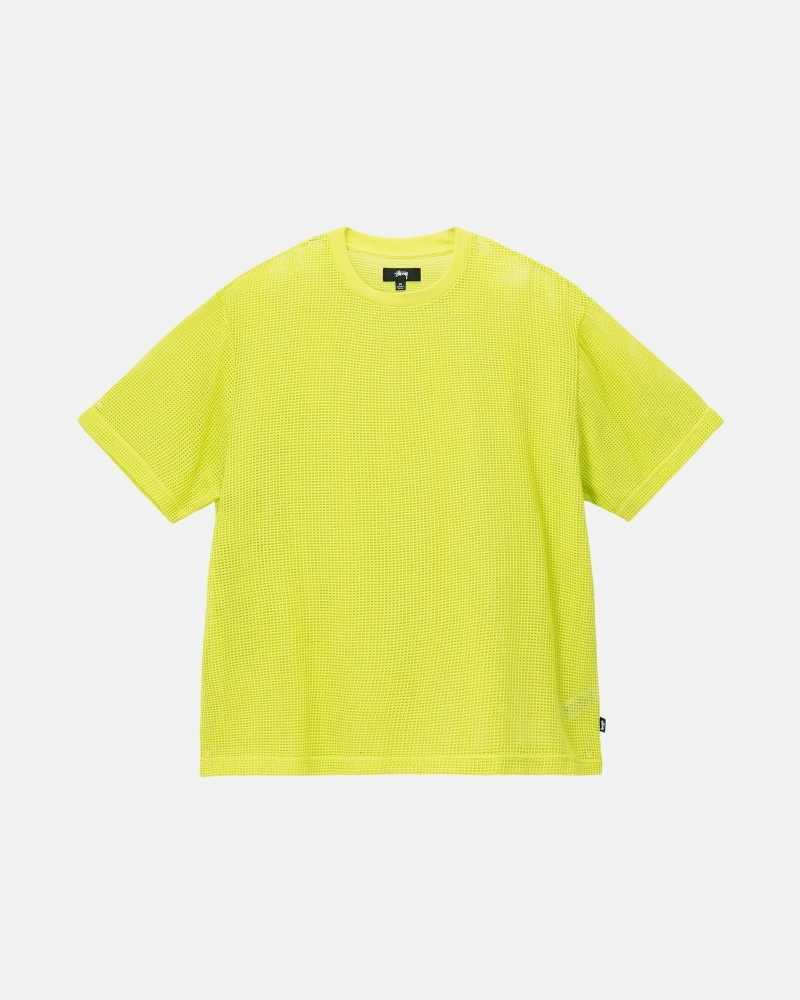 Light Green Men\'s Stussy Cotton Mesh Ss Crew T Shirts | CA0000143