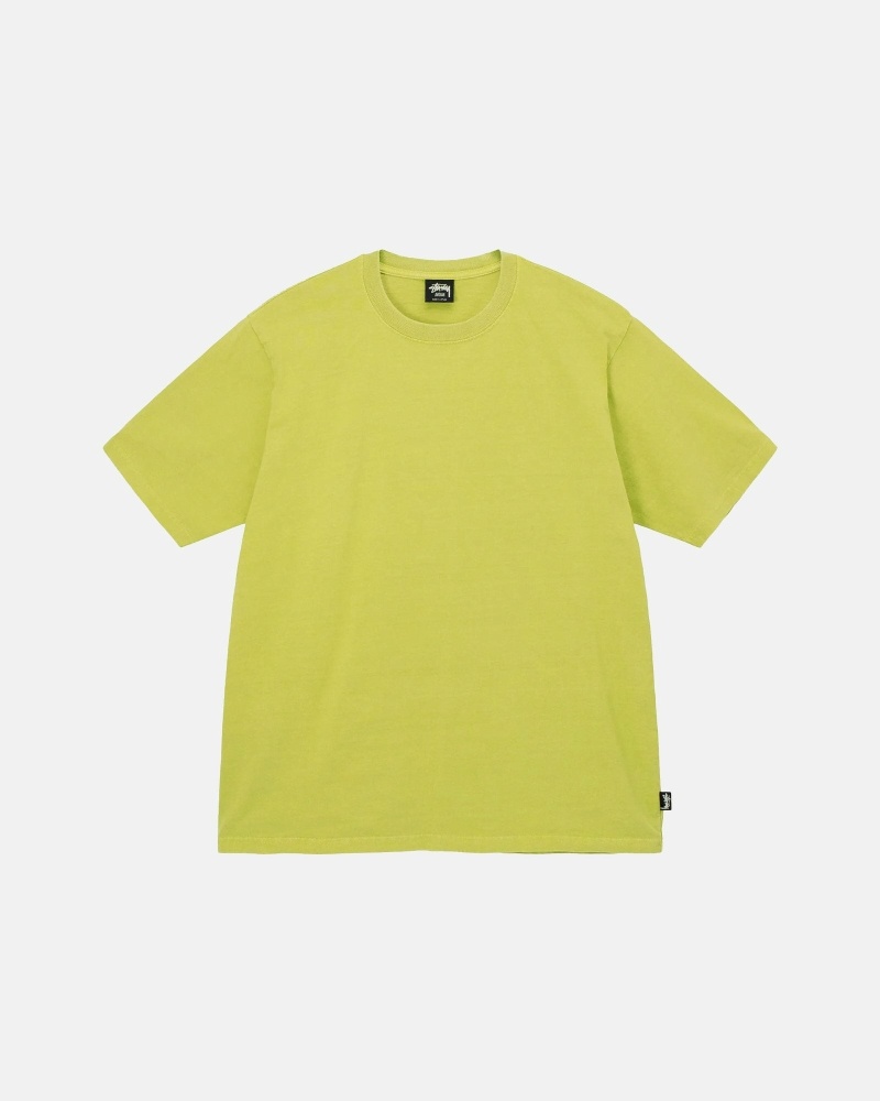 Light Green Men\'s Stussy Heavyweight Pigment Dyed Crew T Shirts | CA0000196