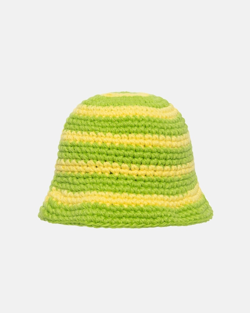 Light Green Men's Stussy Swirl Knit Bucket Hats | CA0000500