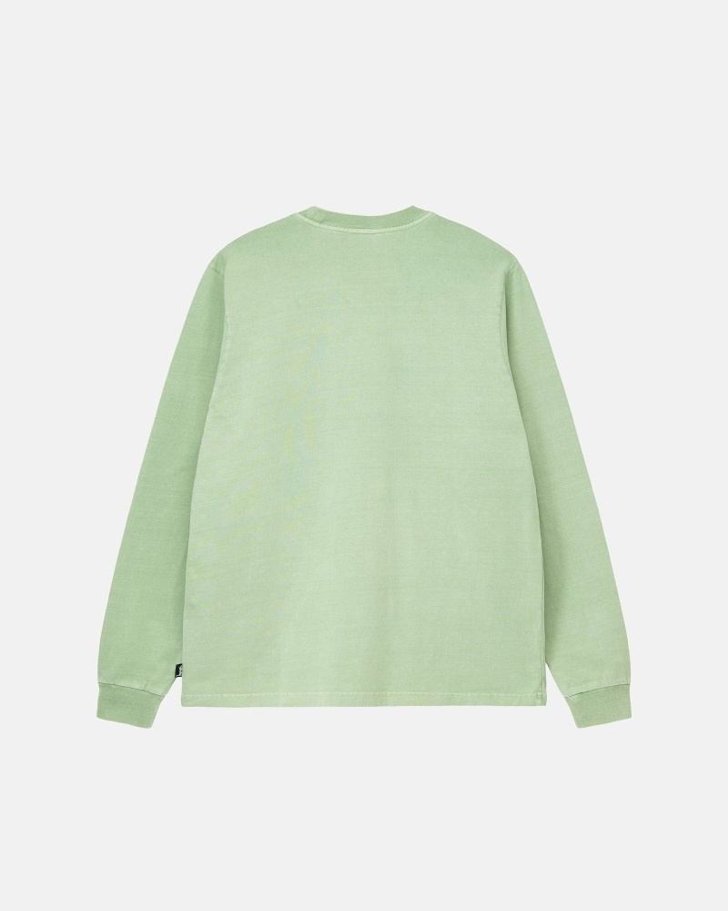 Mint Men's Stussy Heavyweight Pigment Dyed Ls Crew T Shirts | CA0000212