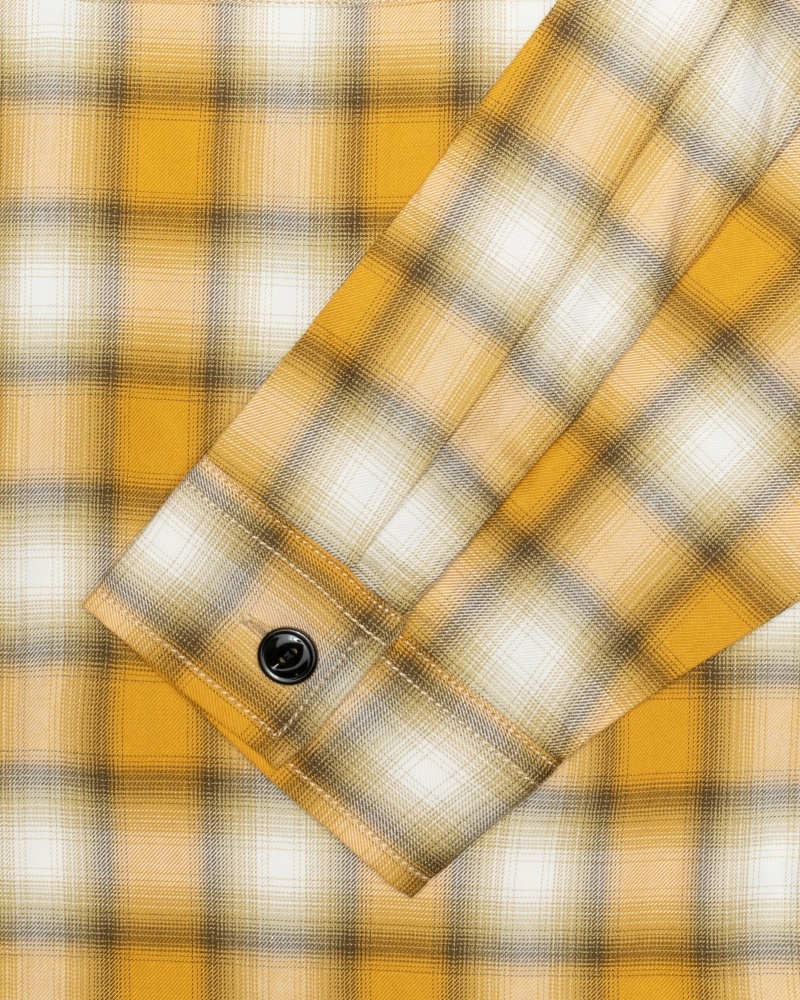 Mustard Men's Stussy Eddie Plaid Zip Shirts | CA0000303