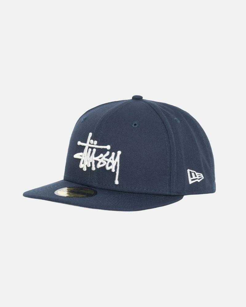 Navy Men's Stussy Authentic New Era Caps | CA0000372