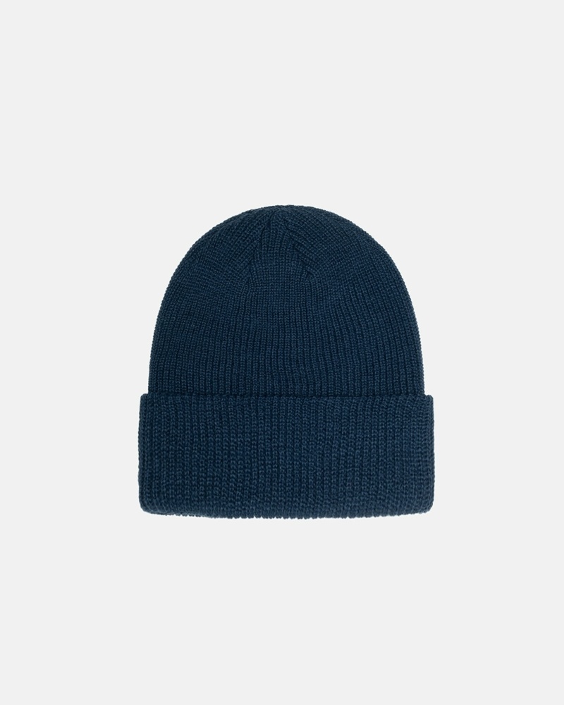 Navy Men's Stussy Basic Cuff Beanie | CA0000384