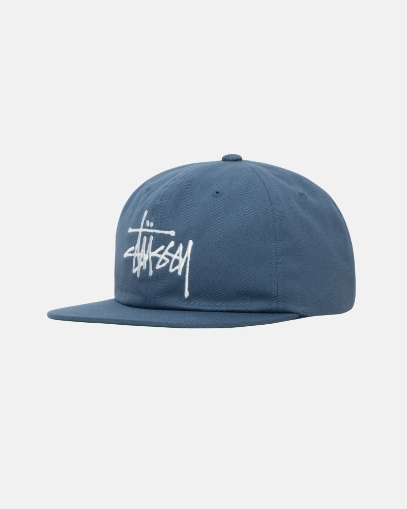 Navy Men's Stussy Basic Strapback Caps | CA0000395