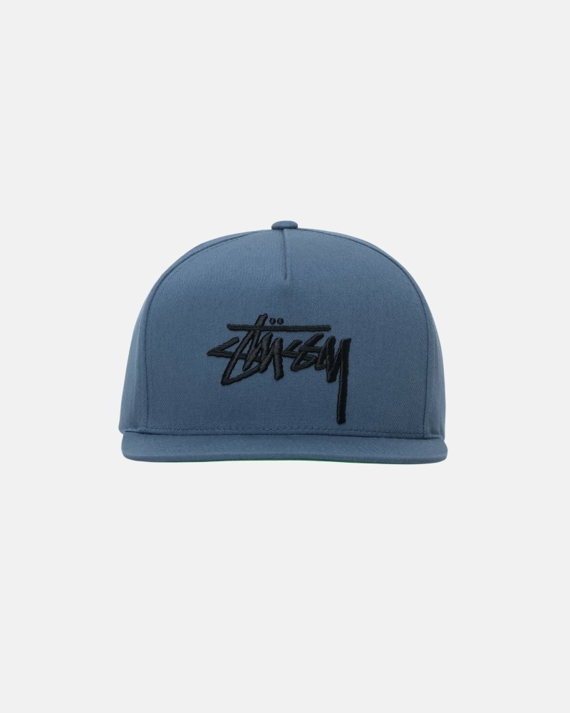 Navy Men\'s Stussy Big Stock Point Crown Caps | CA0000408