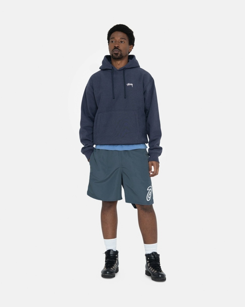 Navy Men's Stussy Overdyed Stock Logo Hoodies | CA0000049