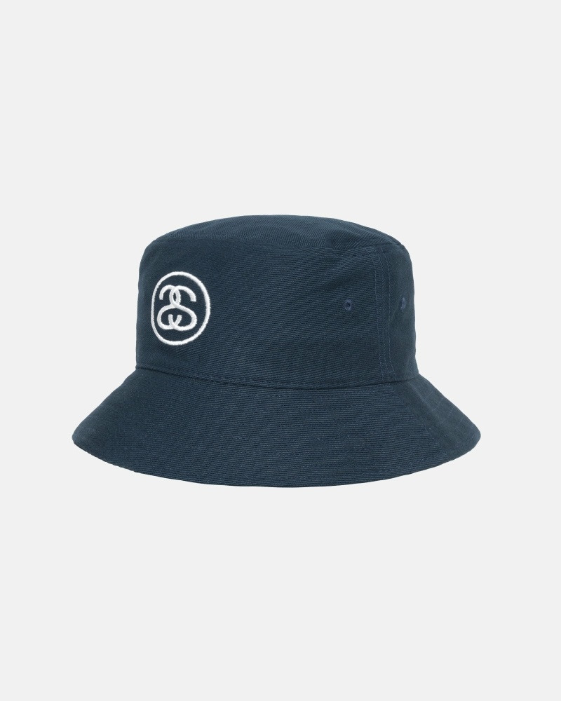 Navy Men's Stussy Ss Link Deep Bucket Hats | CA0000476