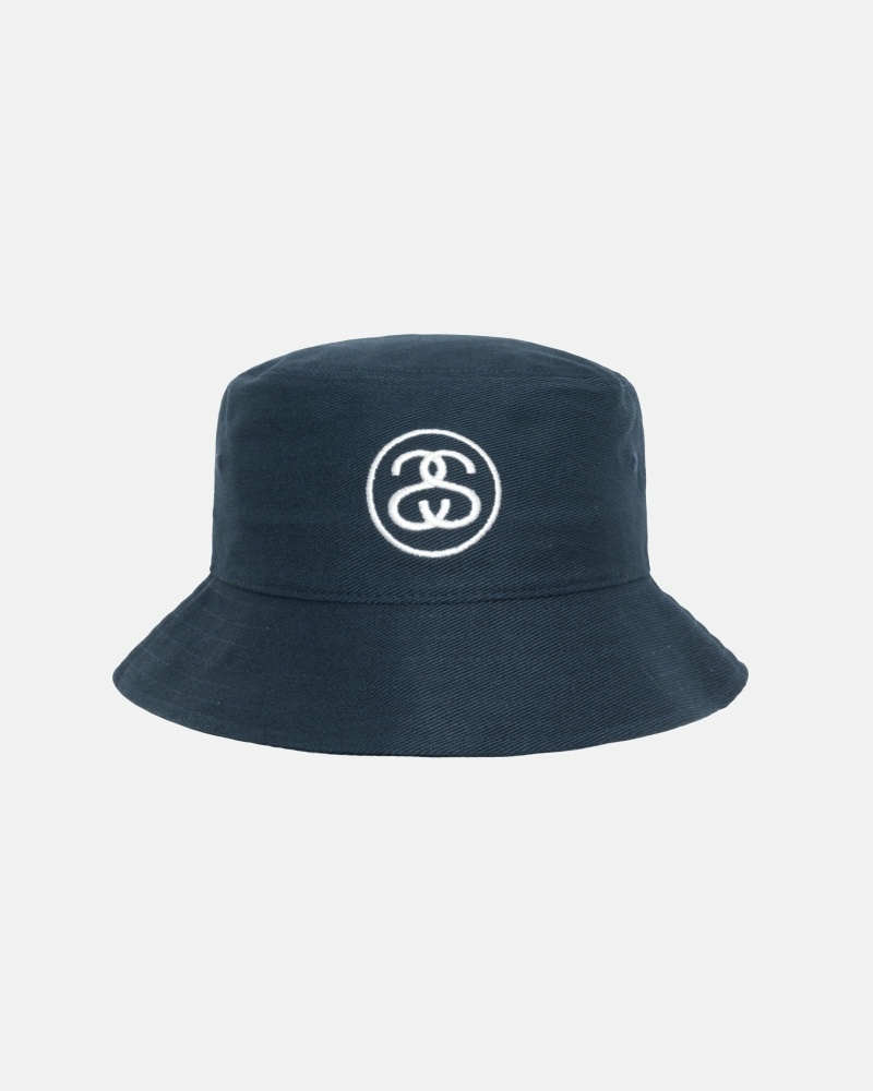 Navy Men\'s Stussy Ss Link Deep Bucket Hats | CA0000476