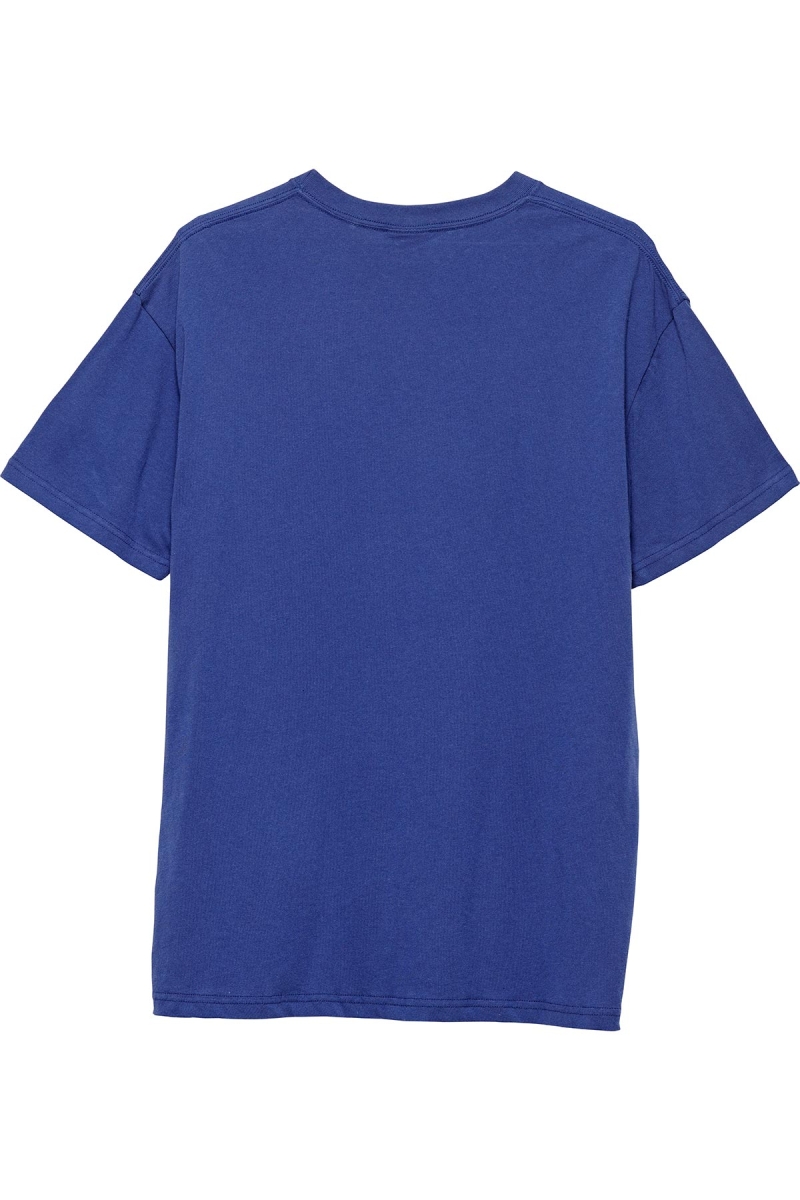 Navy Men's Stussy Work Label Pocket T Shirts | CA0000285