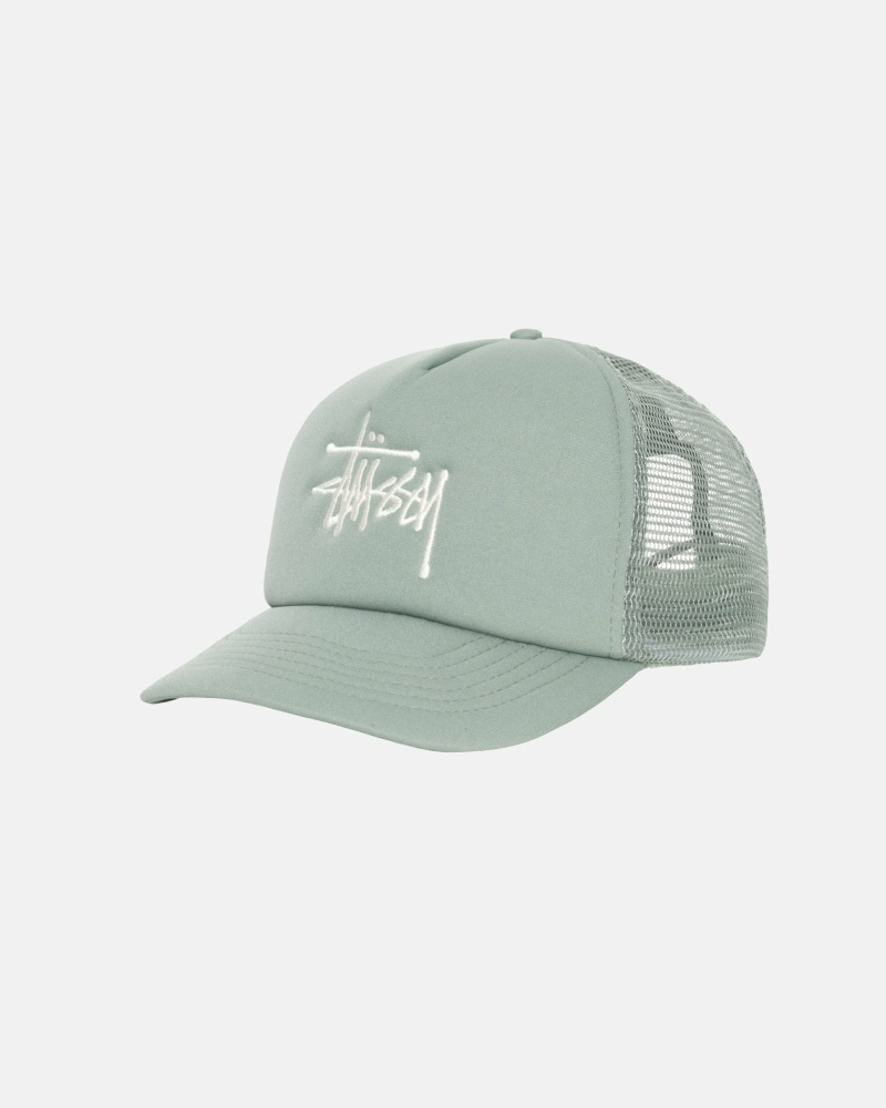 Olive Men's Stussy Big Basic Trucker Caps | CA0000401