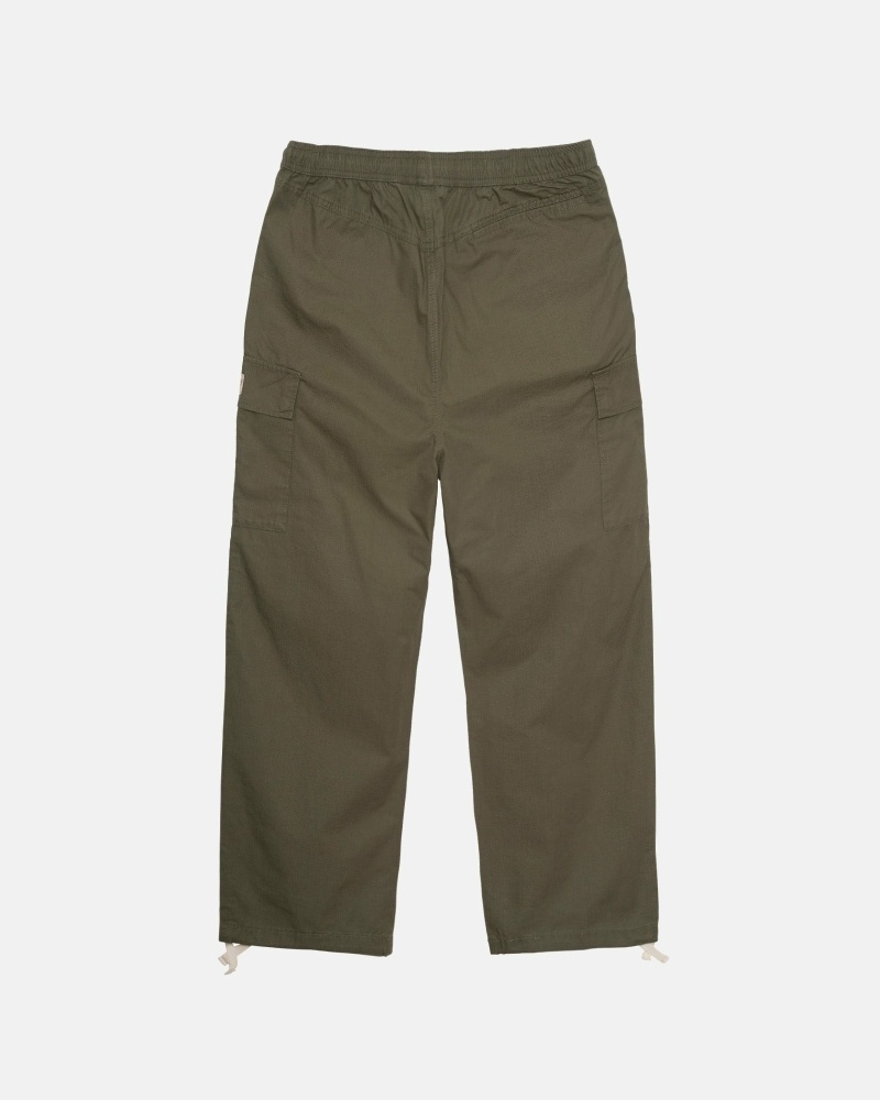 Olive Men's Stussy Ripstop Cargo Beach Pants | CA0000585