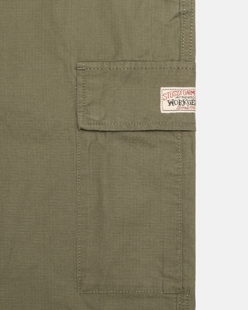 Olive Men's Stussy Ripstop Cargo Beach Pants | CA0000585