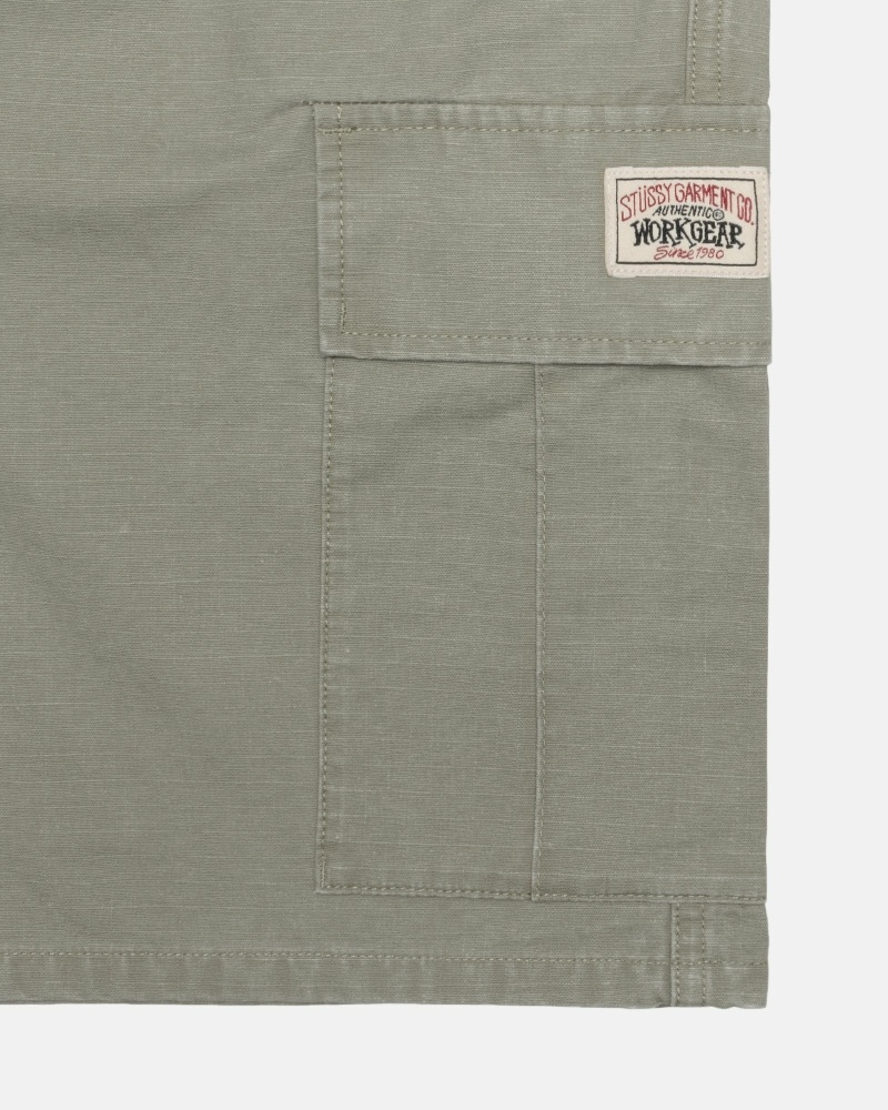 Olive Men's Stussy Ripstop Cargo Shorts | CA0000670