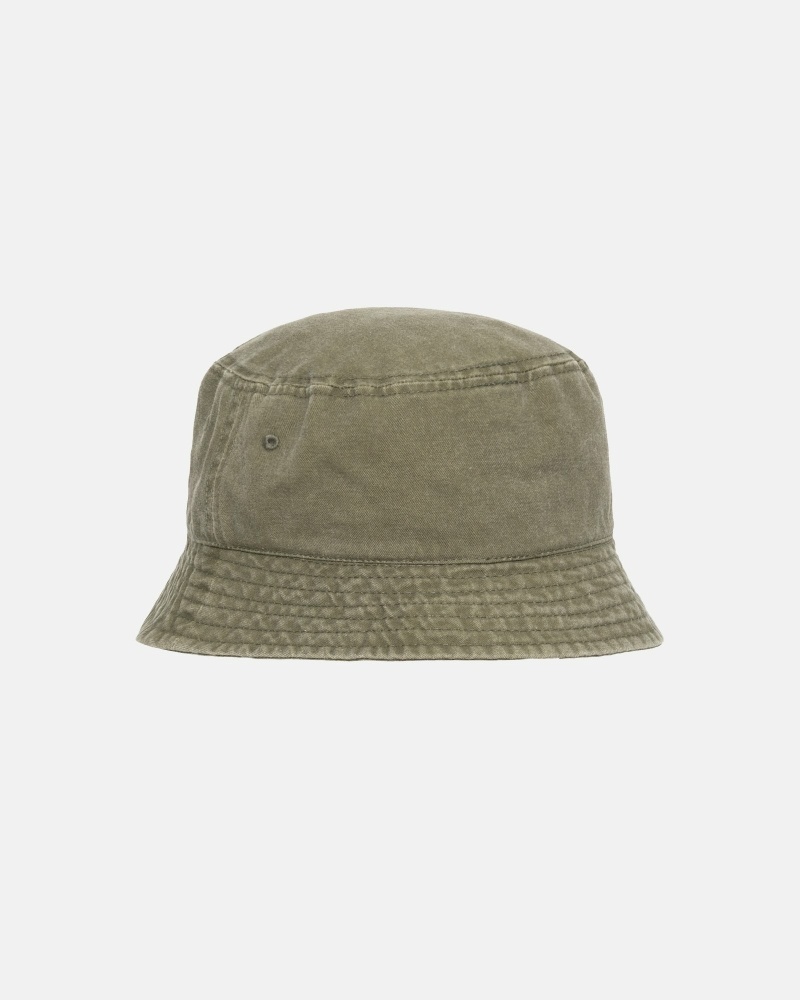 Olive Men's Stussy Washed Stock Bucket Hats | CA0000509