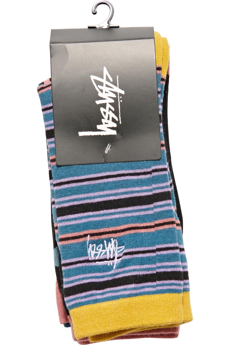 Orange Men's Stussy Graffiti Pattern (3 Pack) Socks | CA0000733