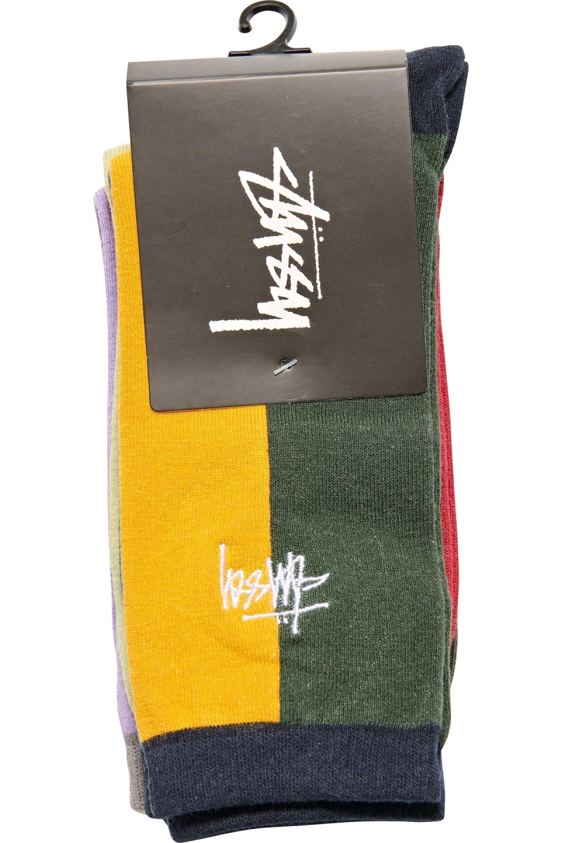 Orange Men's Stussy Graffiti Splice (3 Pack) Socks | CA0000735