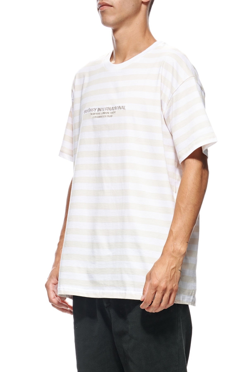 Orange Men's Stussy International Stripe SS T Shirts | CA0000225