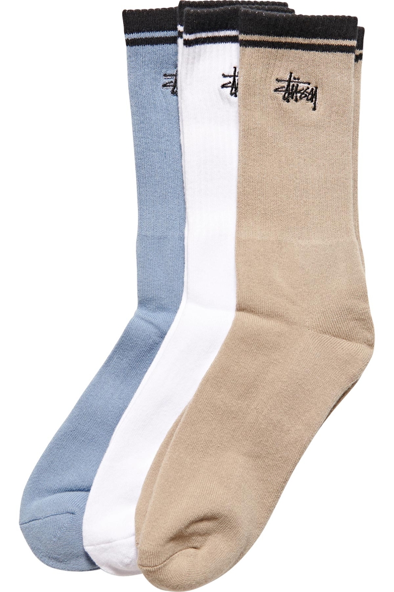 Orange Men\'s Stussy Top Stripe Graffiti (3 Pack) Socks | CA0000747