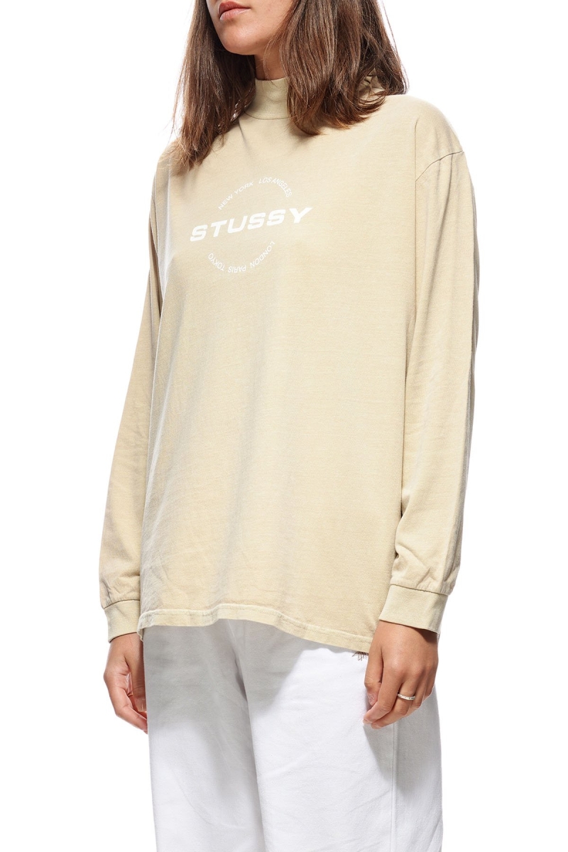 Orange Women's Stussy Circles Mock Neck LS OS Sweatshirts | CA0000897