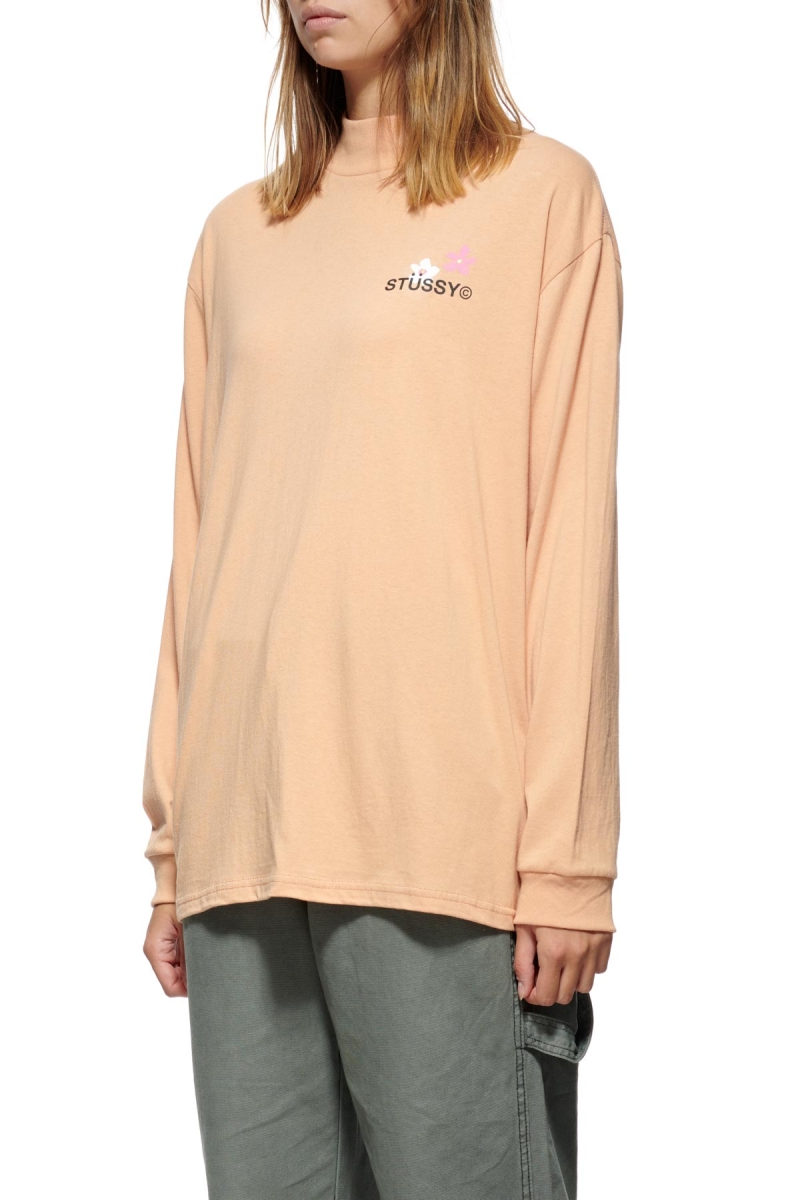 Orange Women's Stussy City Flower Mock Neck LS Sweatshirts | CA0000904