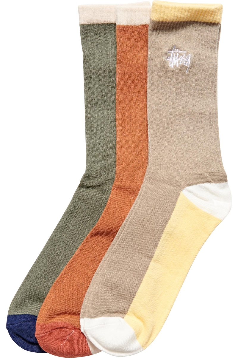 Orange Women\'s Stussy Graffiti Panel (3 Pack) Socks | CA0000732