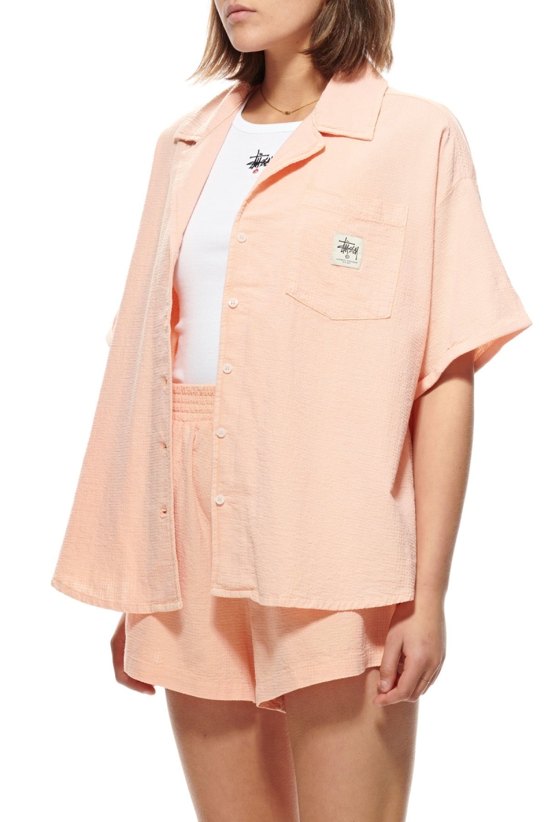 Orange Women's Stussy Vermont OS Shirt Sportswear | CA0000802