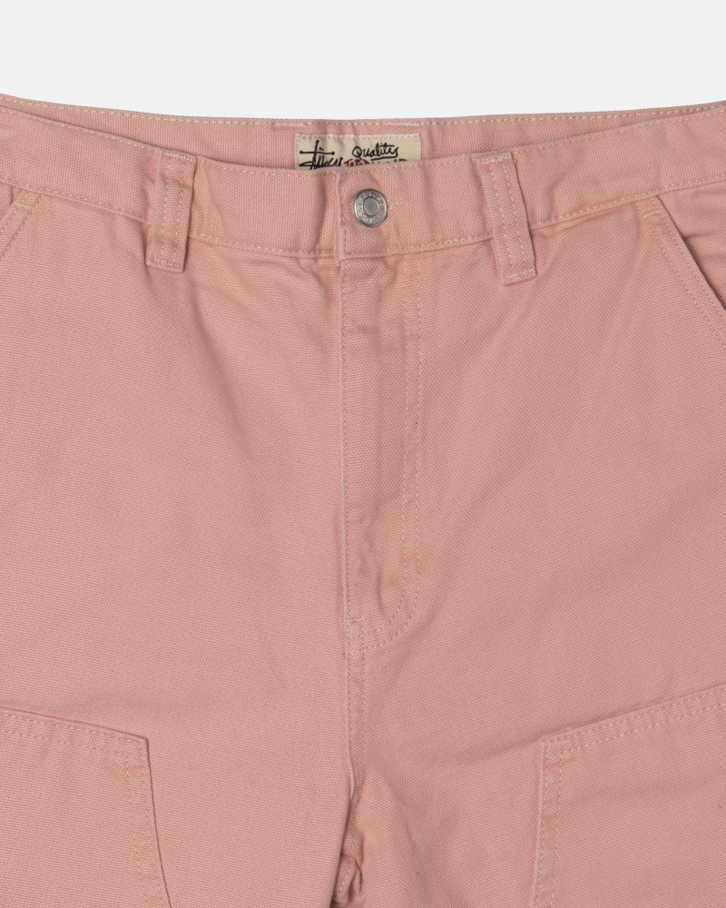 Pink Men's Stussy Canvas Work Pants | CA0000552