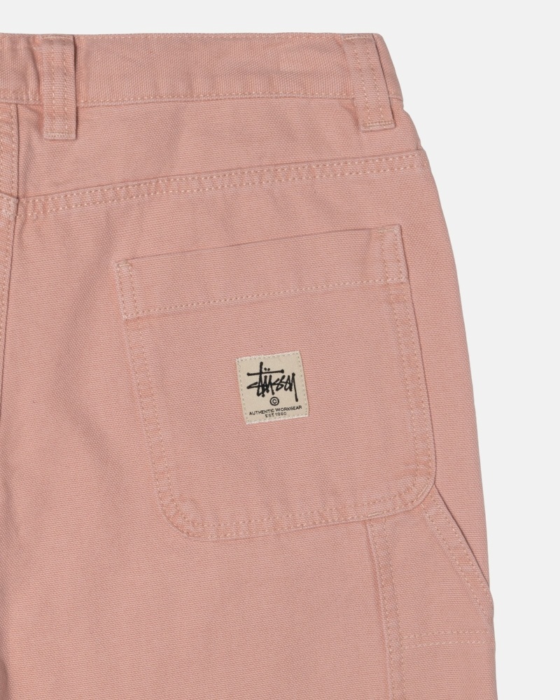 Pink Men's Stussy Canvas Work Pants | CA0000552