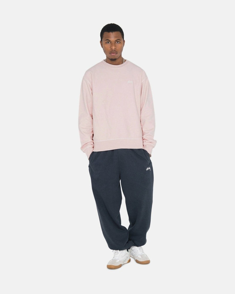 Pink Men's Stussy Overdyed Stock Logo Crew Hoodies | CA0000052