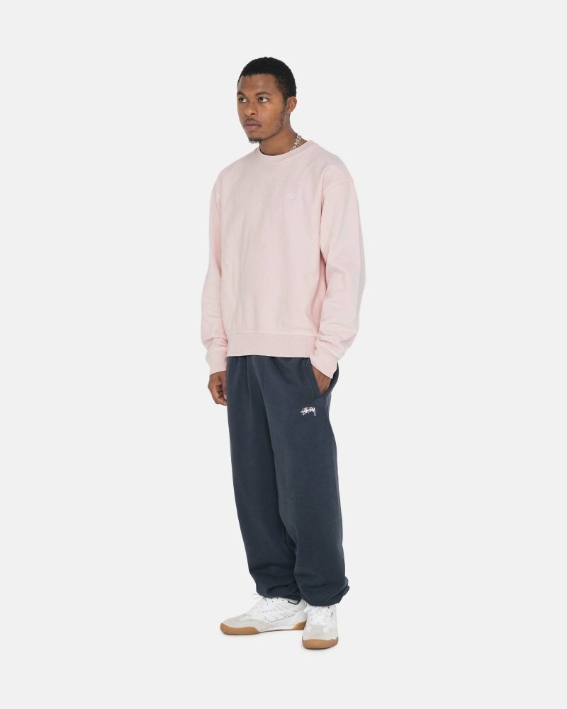 Pink Men's Stussy Overdyed Stock Logo Crew Hoodies | CA0000052