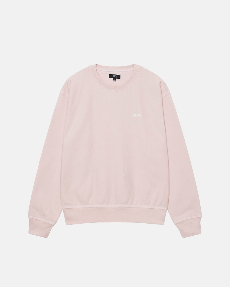 Pink Men\'s Stussy Overdyed Stock Logo Crew Hoodies | CA0000052