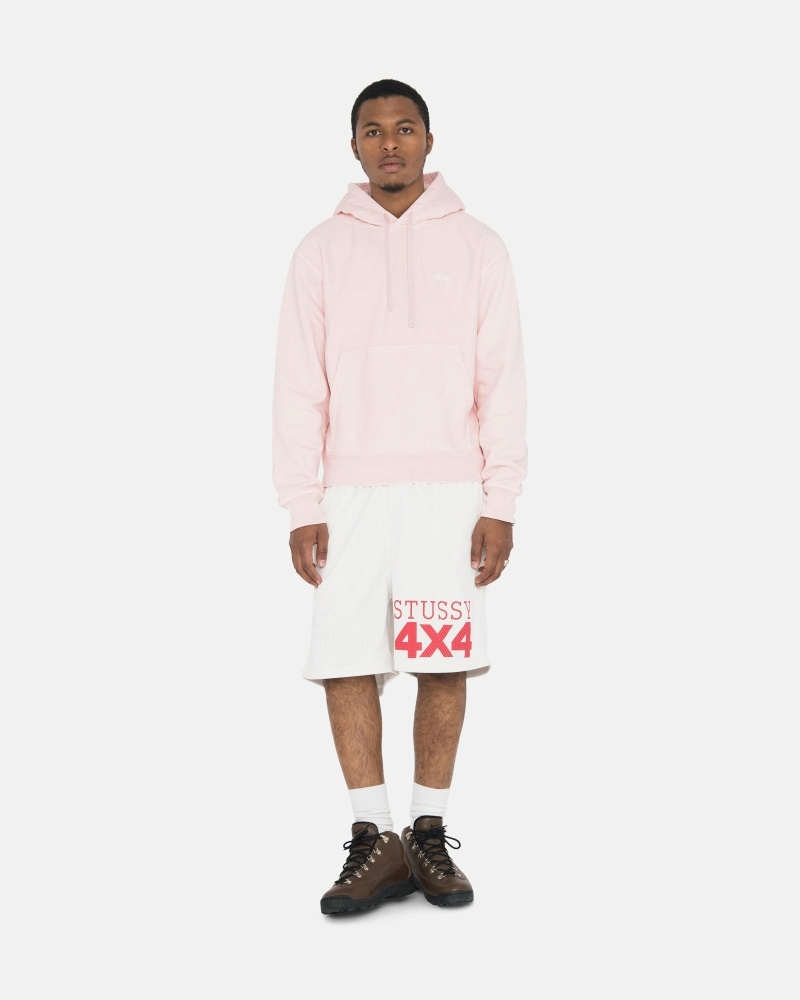 Pink Men's Stussy Overdyed Stock Logo Hoodies | CA0000050