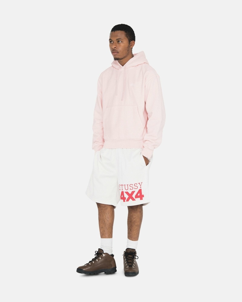 Pink Men's Stussy Overdyed Stock Logo Hoodies | CA0000050