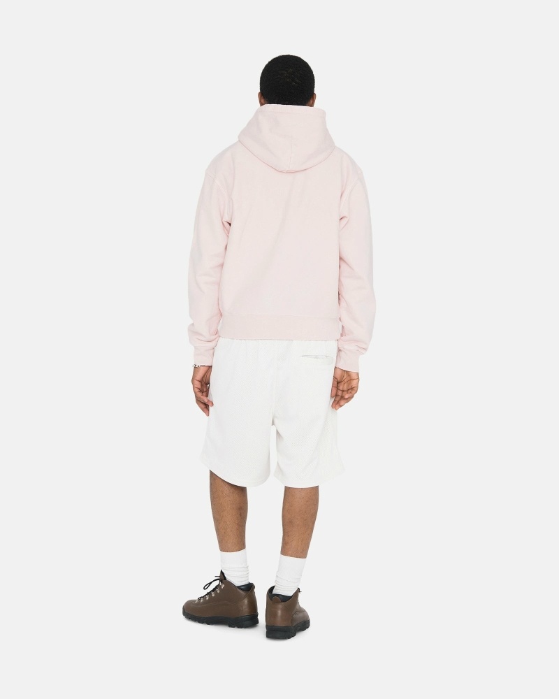 Pink Men's Stussy Overdyed Stock Logo Hoodies | CA0000050