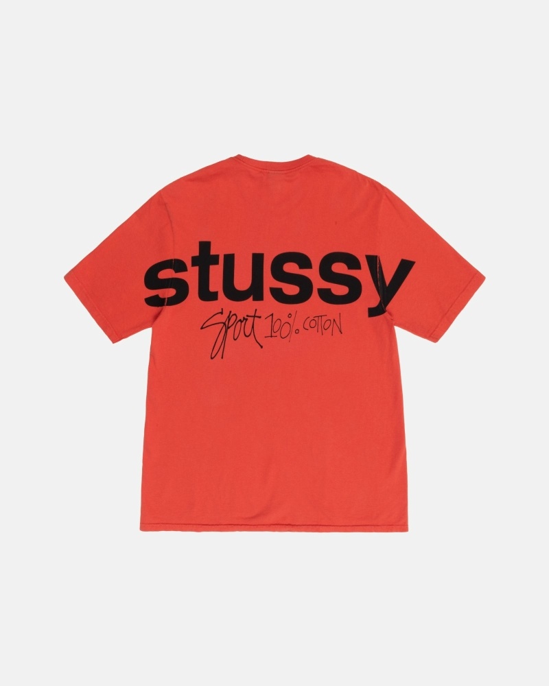 Pink Men's Stussy Sport 100% Pigment Dyed T Shirts | CA0000268