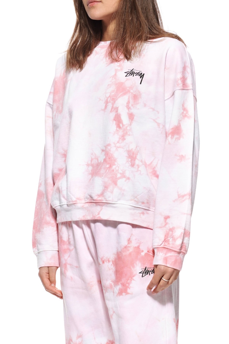 Pink Women's Stussy Avalon Tie Dye Crew Sportswear | CA0000749