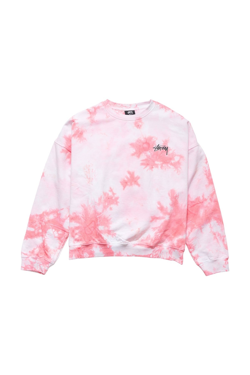 Pink Women\'s Stussy Avalon Tie Dye Crew Sportswear | CA0000749