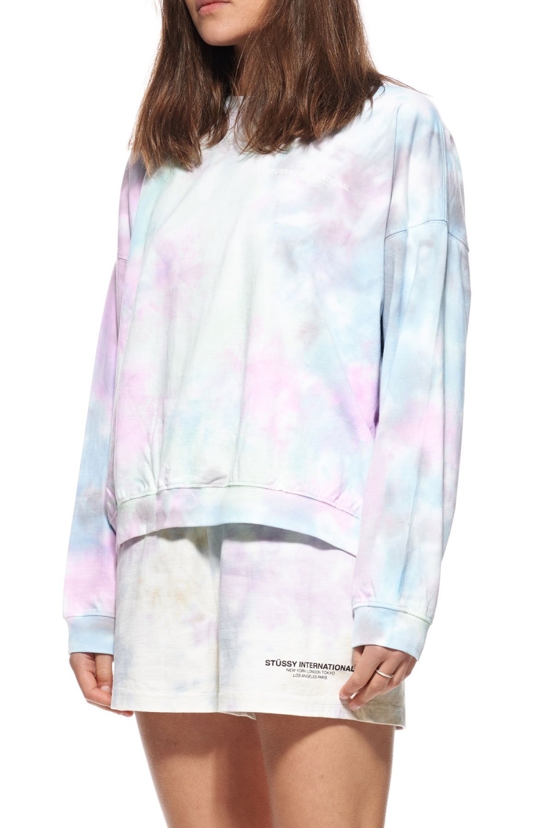 Pink Women's Stussy Breeze Tie Dye Crew Sportswear | CA0000750