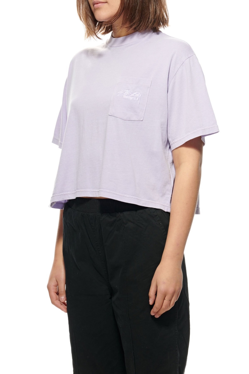 Pink Women's Stussy Designs Pocket Boxy T Shirts | CA0000152