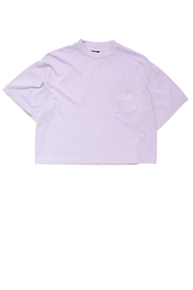 Pink Women\'s Stussy Designs Pocket Boxy T Shirts | CA0000152